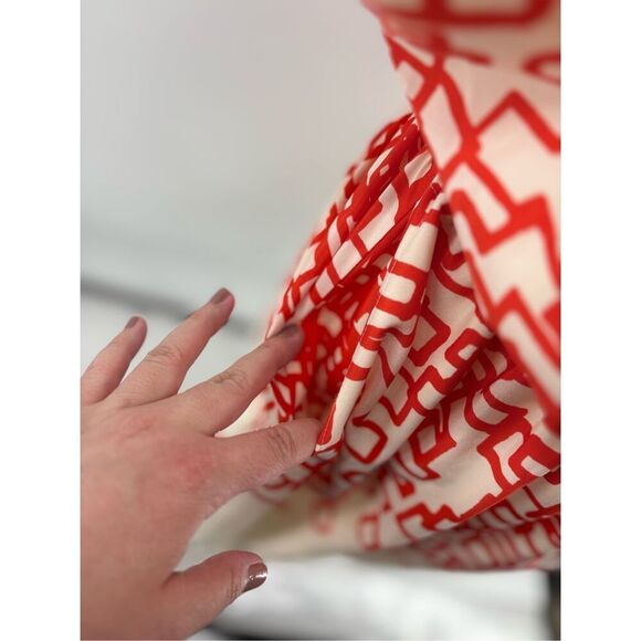 Eliza J Orange White Print Short Sleeve Dress Size 6 Pockets - Picture 8 of 9